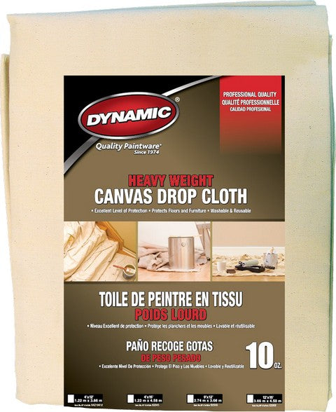 Dynamic 02055 9' x 12' (2.74m x 3.66m) 10 oz. Heavy Weight Canvas Drop Cloth