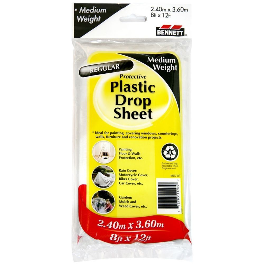 BENNETT 8 ft. x 12 ft. Medium Weight Plastic Drop Sheet