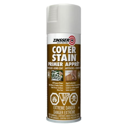 Zinsser Cover Stain Oil-Based Interior & Exterior Primer Stain Killer & Bond Coat Spray Paint Primer, 369g