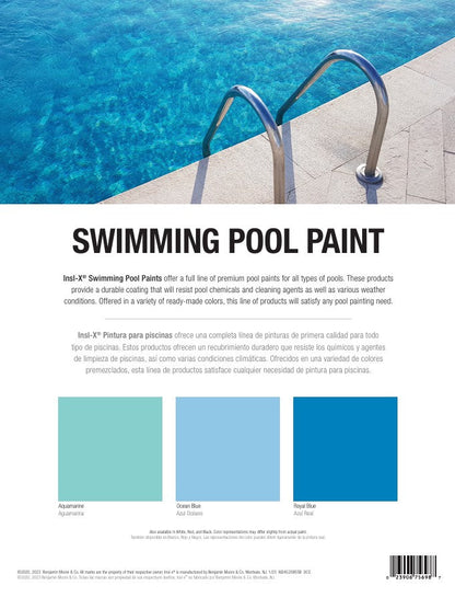 INSL-X swimming pool paint colour chart - White, Ocean Blue, Royal Blue, Red, Black