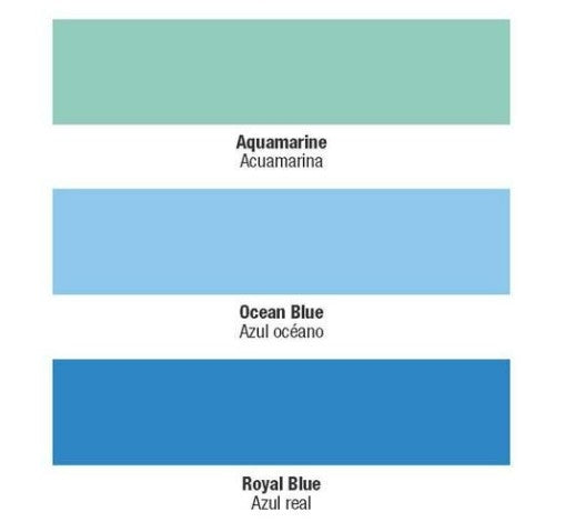 INSL-X swimming pool paint colour chart - White, Aquamarine, Ocean Blue, Royal Blue, Black
