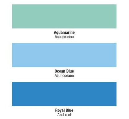 INSL-X swimming pool paint colour chart - White, Aquamarine, Ocean Blue, Royal Blue, Black