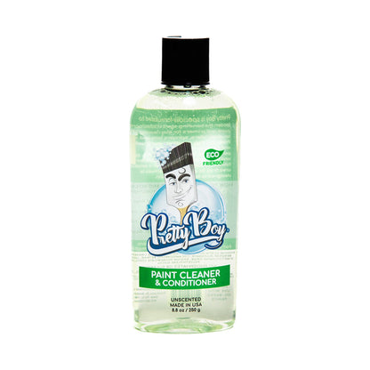 Pretty Boy paint brush cleaner and conditioner bottle, eco-friendly water-based paint cleaner
