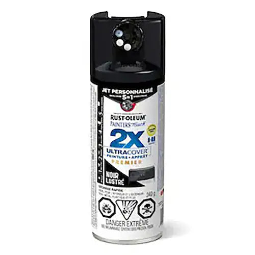 Rust-Oleum Painter's Touch 2X Custom 5-in-1 Spray Dial Aerosol Paint in Gloss Black, 340g