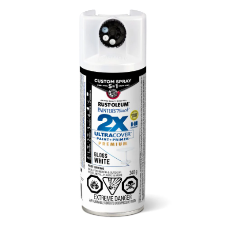 Rust-Oleum Painter's Touch 2X Custom 5-in-1 Spray Dial Aerosol Paint in Gloss White, 340g